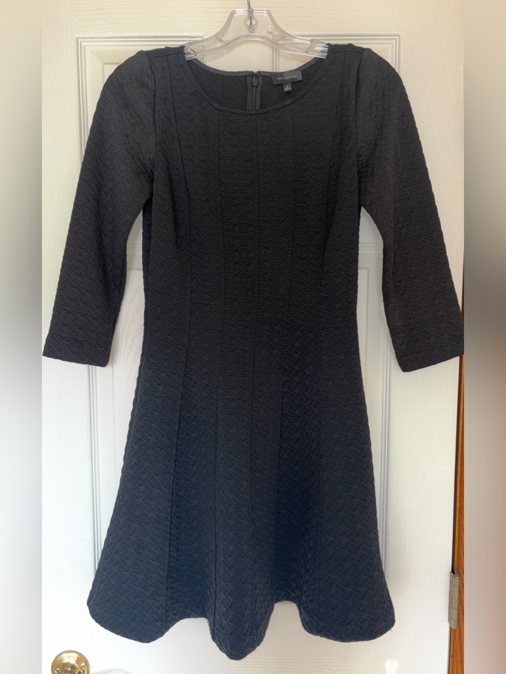 The Limited Black Textured Fit & Flare Dress